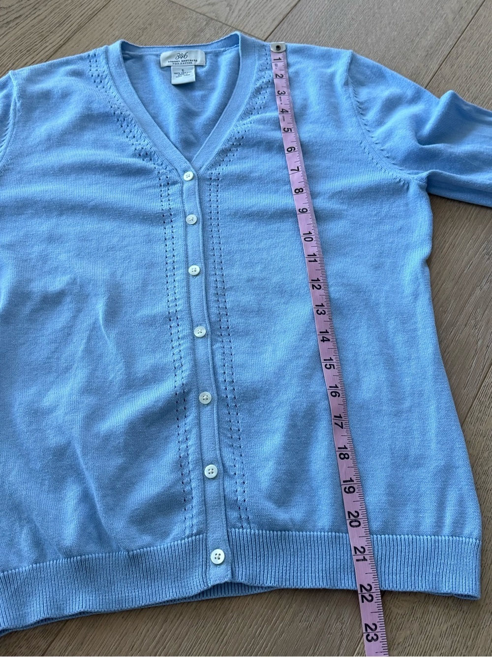 Brooks Brother’s Light Blue V-Neck Button Cardigan Size Small - Picture 5 of 7
